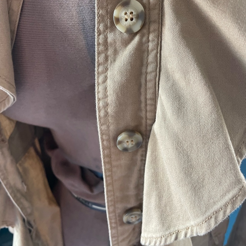 Military style jacket. Lightweight, unlined, buttoned with ruffle size medium. - Picture 3 of 4